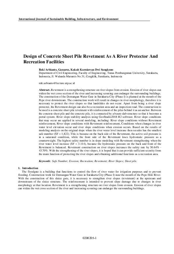 (PDF) Design of Concrete Sheet Pile Revetment As A River Protector And ...
