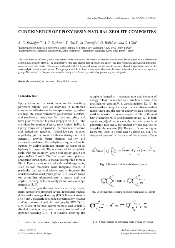 (PDF) Cure of epoxy resinnatural zeolite composites Metin