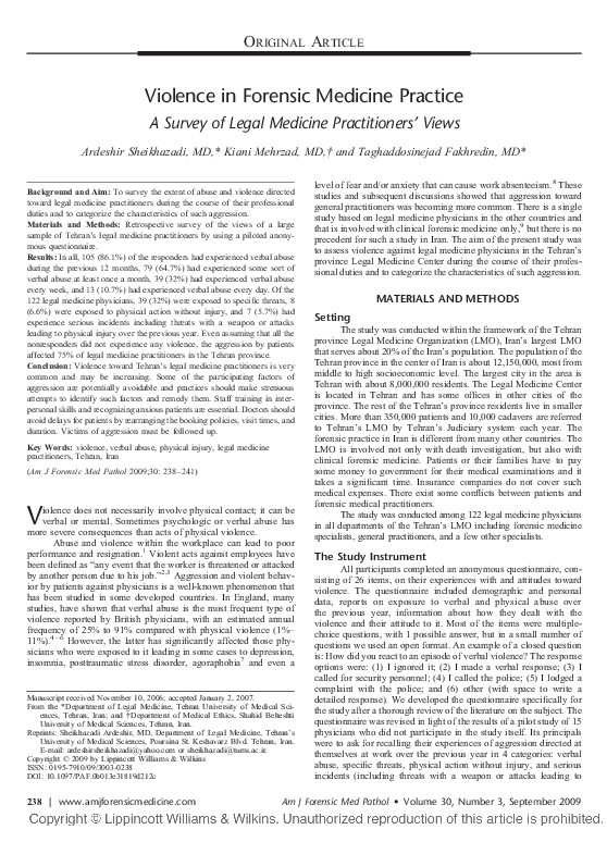 (PDF) Violence in Forensic Medicine Practice