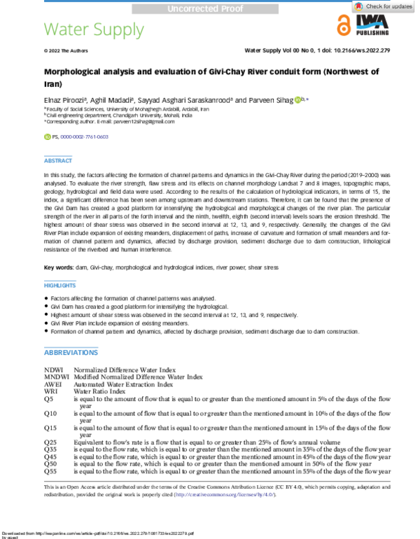 (PDF) Morphological analysis and evaluation of Givi-Chay River conduit ...