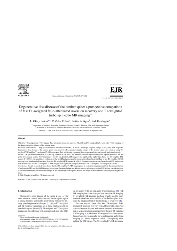 (PDF) Degenerative disc disease of the lumbar spine: a prospective ...