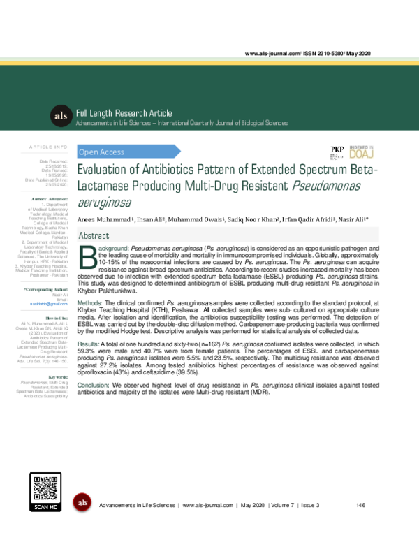 (PDF) Evaluation of Antibiotics Pattern of Extended Spectrum Beta ...