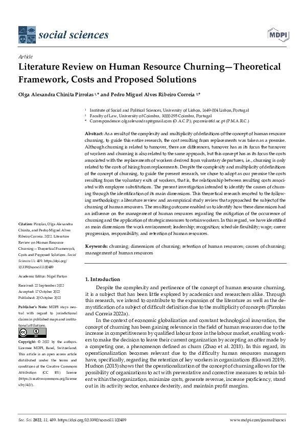 (PDF) Literature Review on Human Resource Churning—Theoretical ...