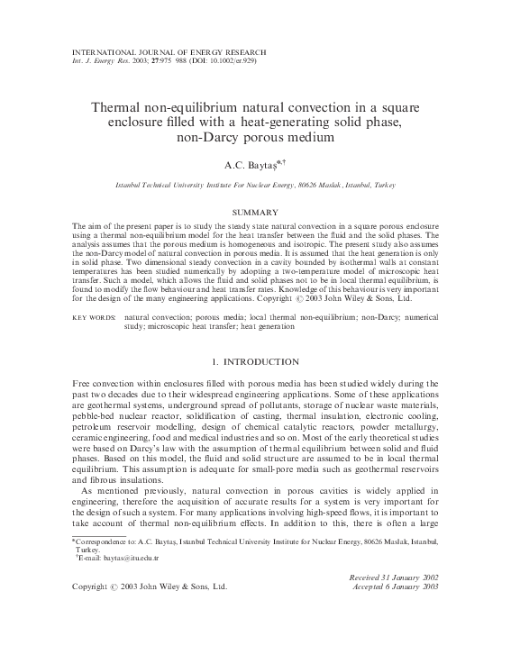 (PDF) Thermal non-equilibrium natural convection in a square enclosure ...