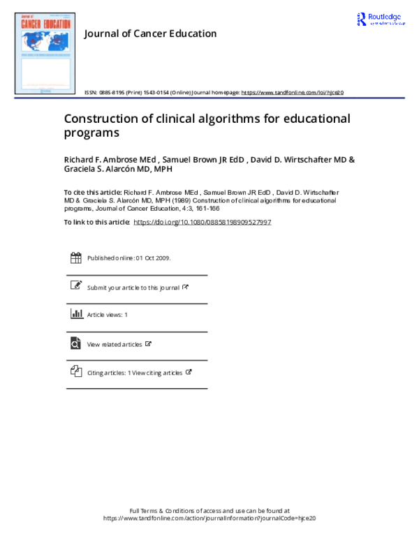 (PDF) Construction of clinical algorithms for educational programs
