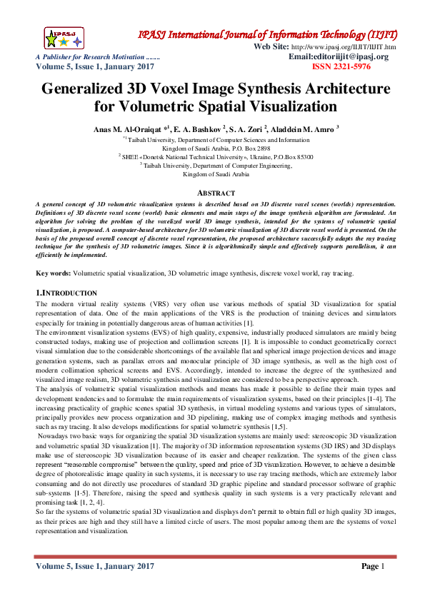 (PDF) Generalized 3D Voxel Image Synthesis Architecture for Volumetric ...