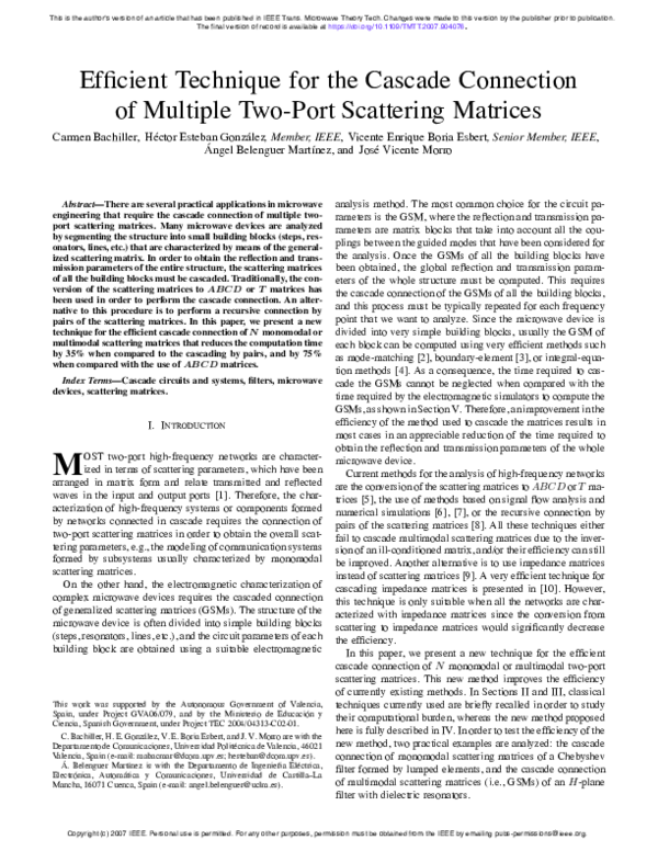 (PDF) Efficient Technique for the Cascade Connection of Multiple Two ...