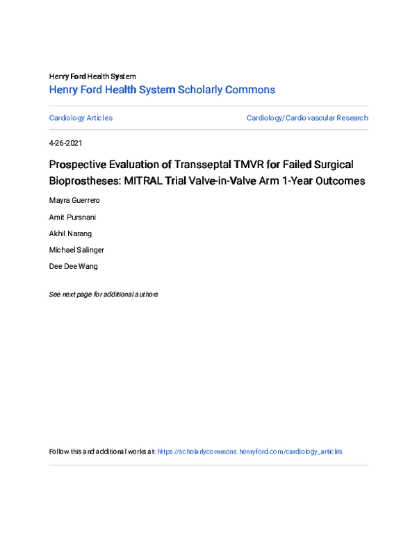 (PDF) Prospective Evaluation of Transseptal TMVR for Failed Surgical ...