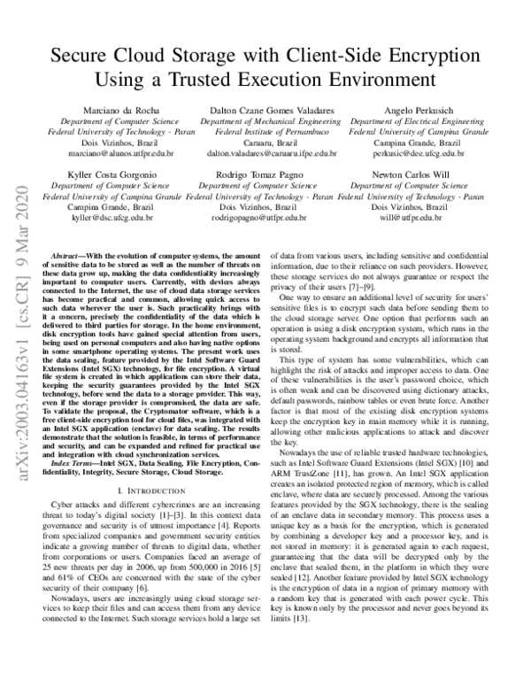 (PDF) Secure Cloud Storage with Client-Side Encryption Using a Trusted ...