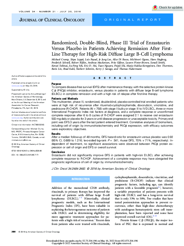 (PDF) Randomized, Double-Blind, Phase III Trial of Enzastaurin Versus ...