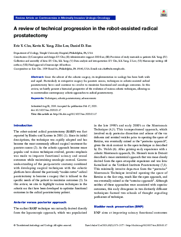 (PDF) A review of technical progression in the robot-assisted radical ...