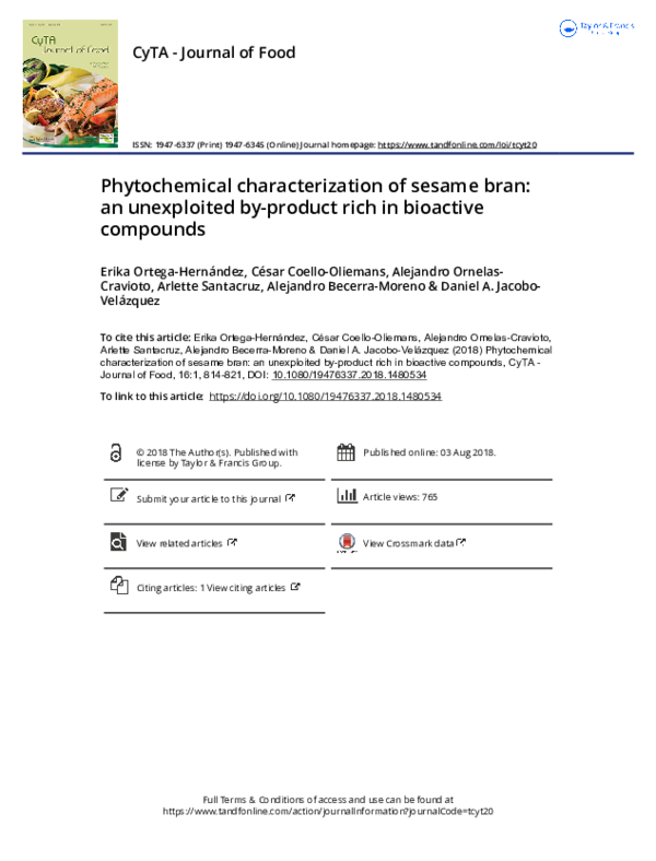 (PDF) Phytochemical characterization of sesame bran: an unexploited by ...