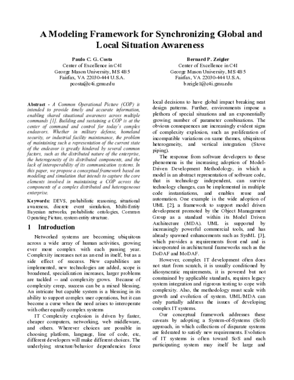 (PDF) A Modeling Framework for Synchronizing Global and Local Situation ...