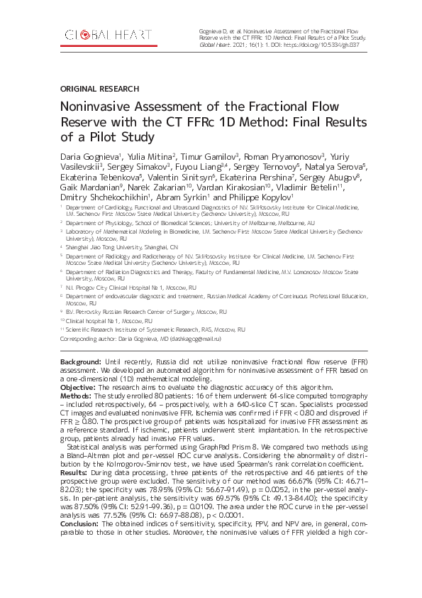 (PDF) Noninvasive Assessment of the Fractional Flow Reserve with the CT ...