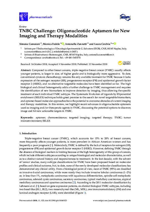 (PDF) TNBC Challenge: Oligonucleotide Aptamers for New Imaging and ...