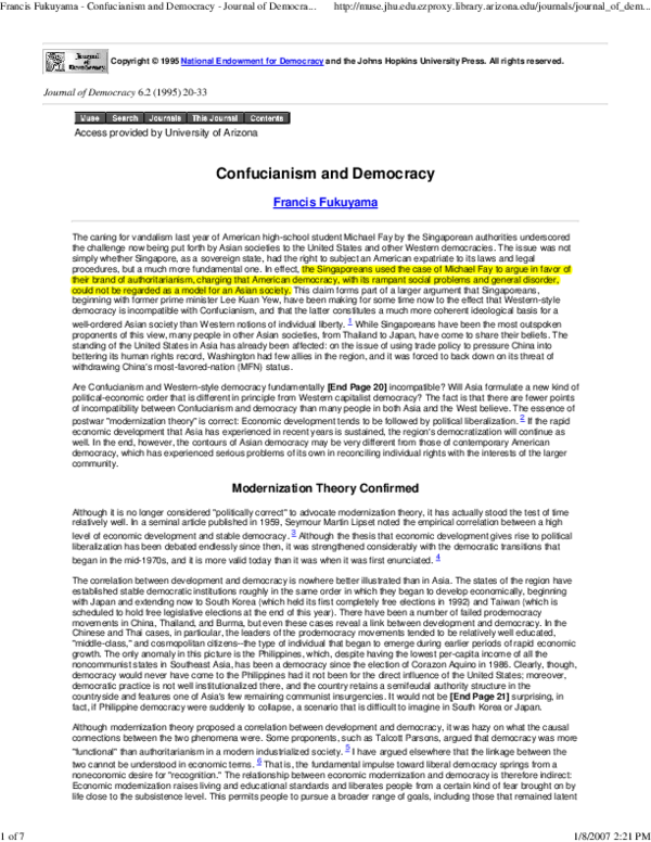 (PDF) Confucianism and Democracy