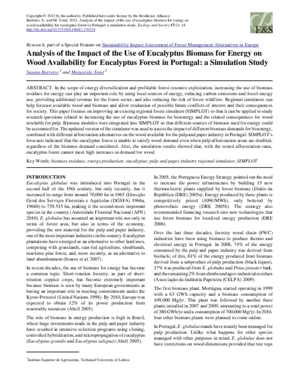 (PDF) Analysis of the Impact of the Use of Eucalyptus Biomass for ...