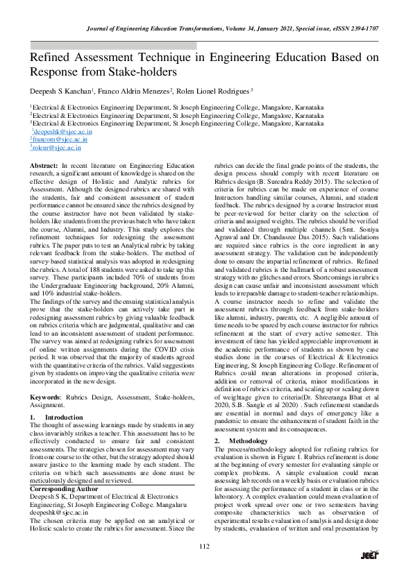 (PDF) Refined Assessment Technique in Engineering Education Based on ...
