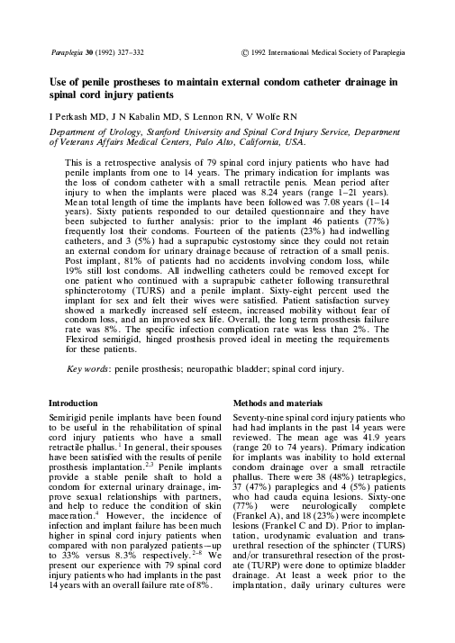(PDF) Use of penile prostheses to maintain external condom catheter