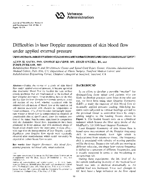 (PDF) Difficulties in laser Doppler measurement of skin blood flow ...
