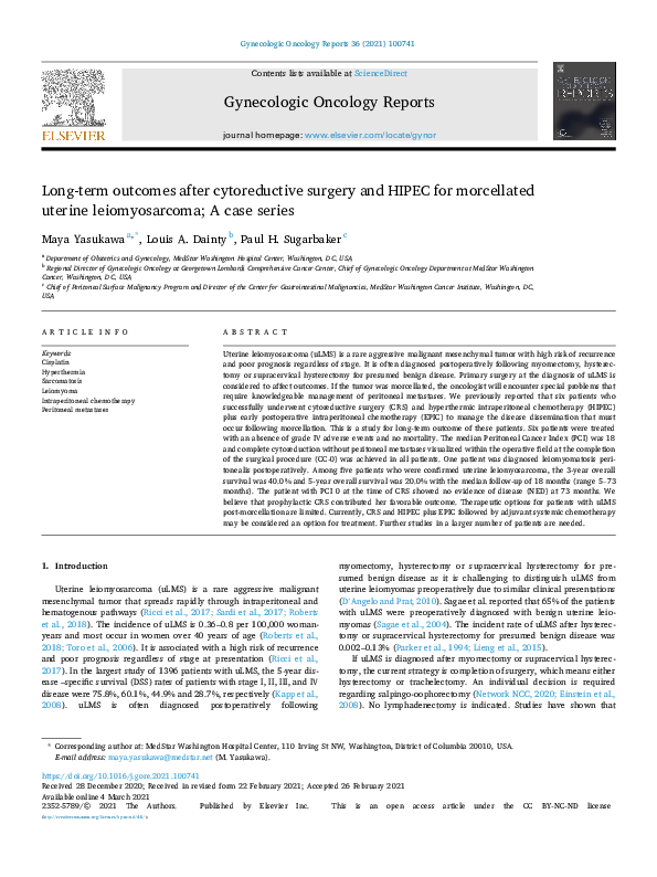 (PDF) Long-term outcomes after cytoreductive surgery and HIPEC for ...