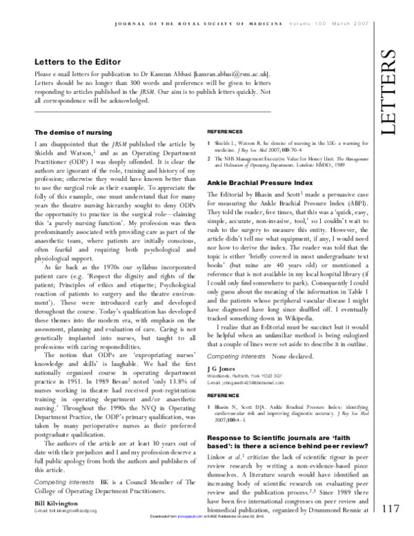 (PDF) Ankle Brachial Pressure Index