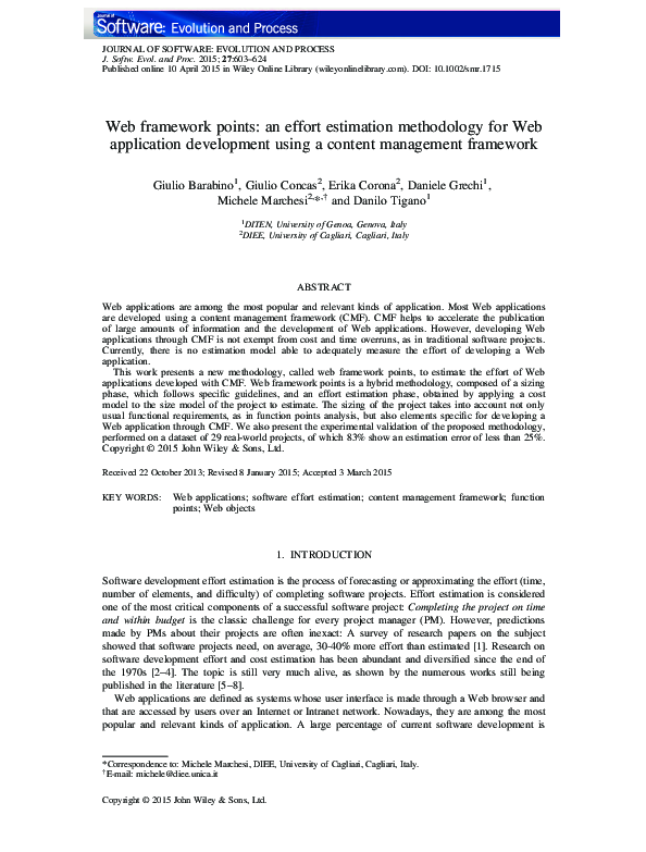 (PDF) Web framework points: an effort estimation methodology for Web ...