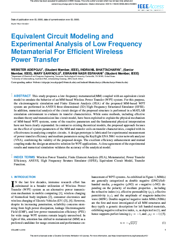 (PDF) Equivalent Circuit Modeling and Experimental Analysis of Low ...
