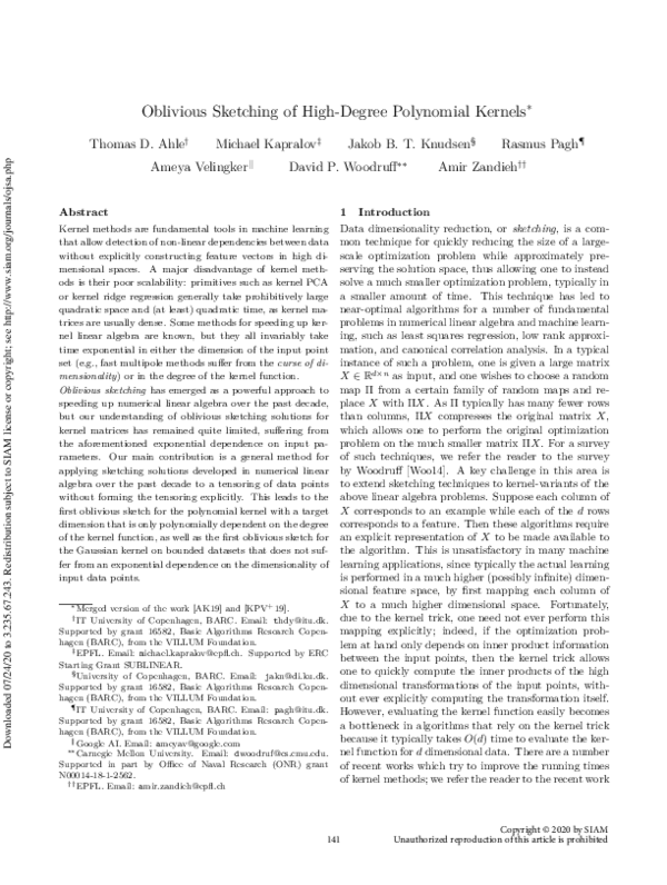  pdf oblivious sketching of high degree polynomial kernels thomas