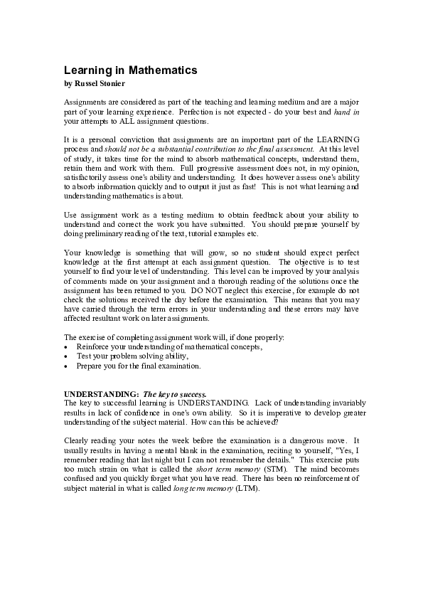 (PDF) Learning Mathematics