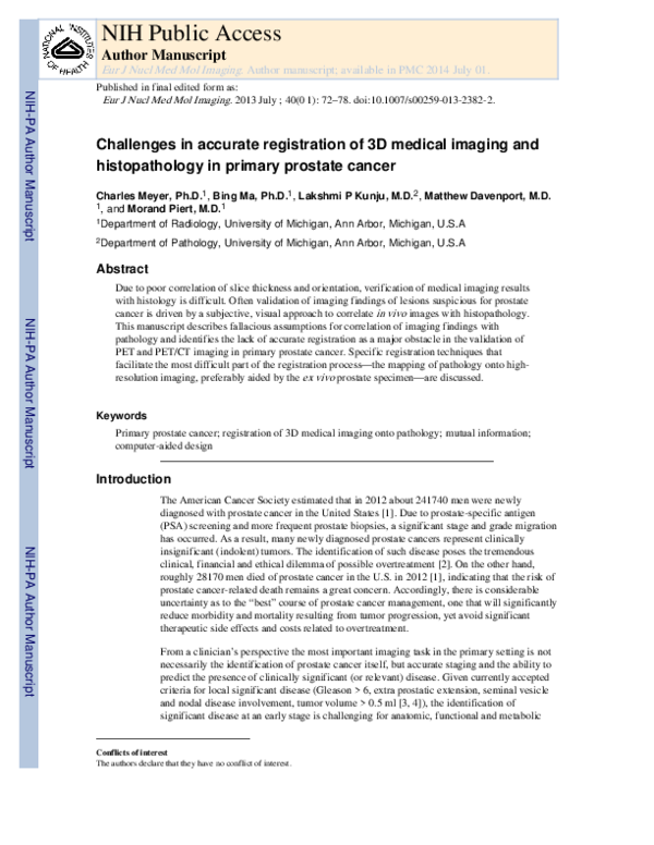 (PDF) Challenges in accurate registration of 3-D medical imaging and ...
