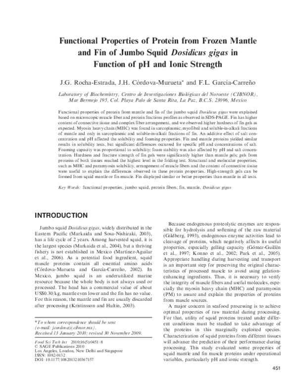 (PDF) Functional Properties of Protein from Frozen Mantle and Fin of ...