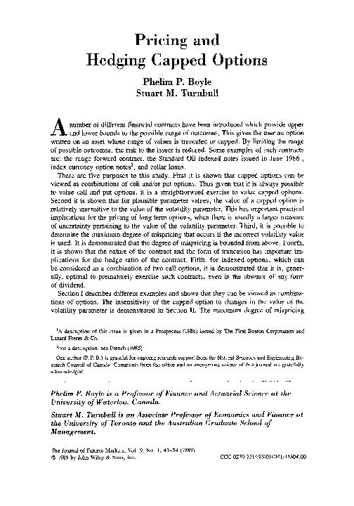 (PDF) Pricing and hedging capped options