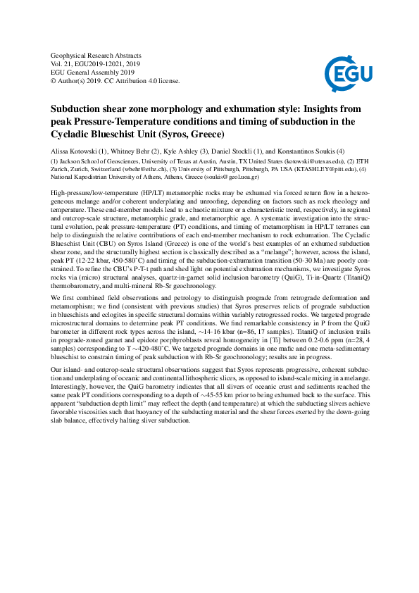 (PDF) Subduction shear zone morphology and exhumation dynamics ...