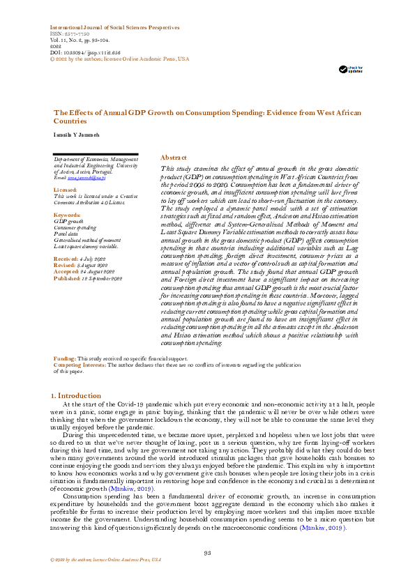 (PDF) The Effects of Annual GDP Growth on Consumption Spending ...