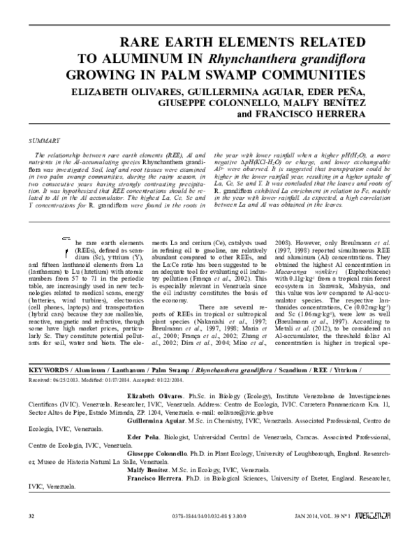 (PDF) Rare earth elements related to aluminum in Rhynchanthera ...