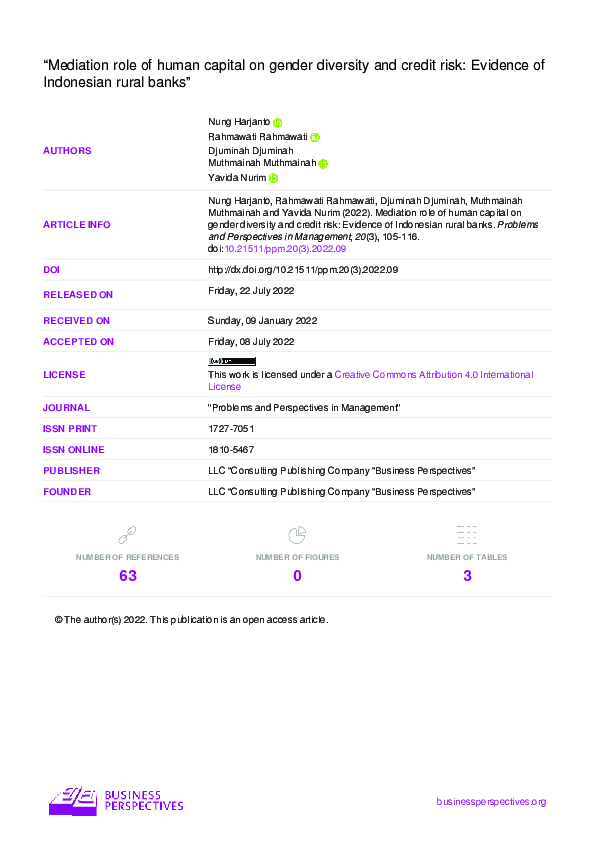 (PDF) Mediation role of human capital on gender diversity and credit ...