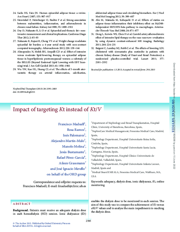 (PDF) Impact of targeting Kt instead of Kt/V