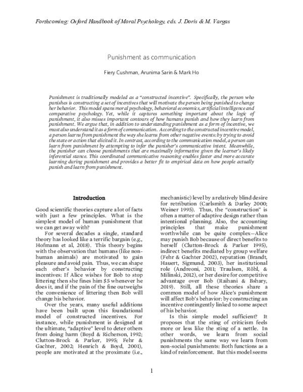 (PDF) Punishment as Communication