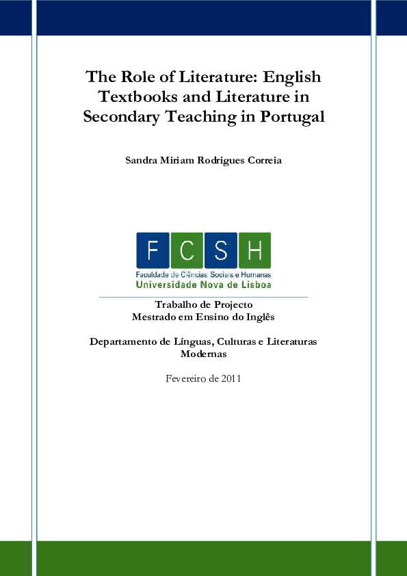 (PDF) The role of literature: english textbooks and literature in ...