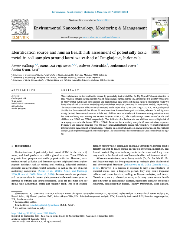  PDF Identification Source And Human Health Risk Assessment Of 