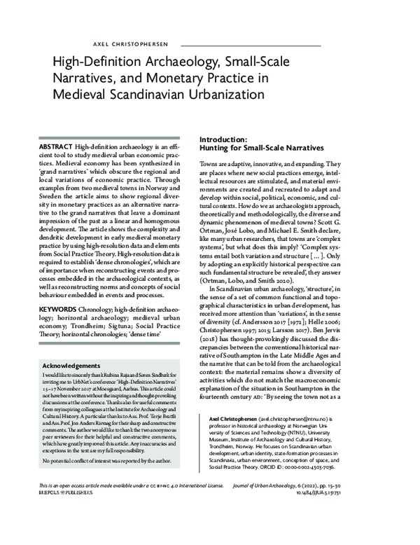 (PDF) High-Definition Archaeology, Small-Scale Narratives, and Monetary ...