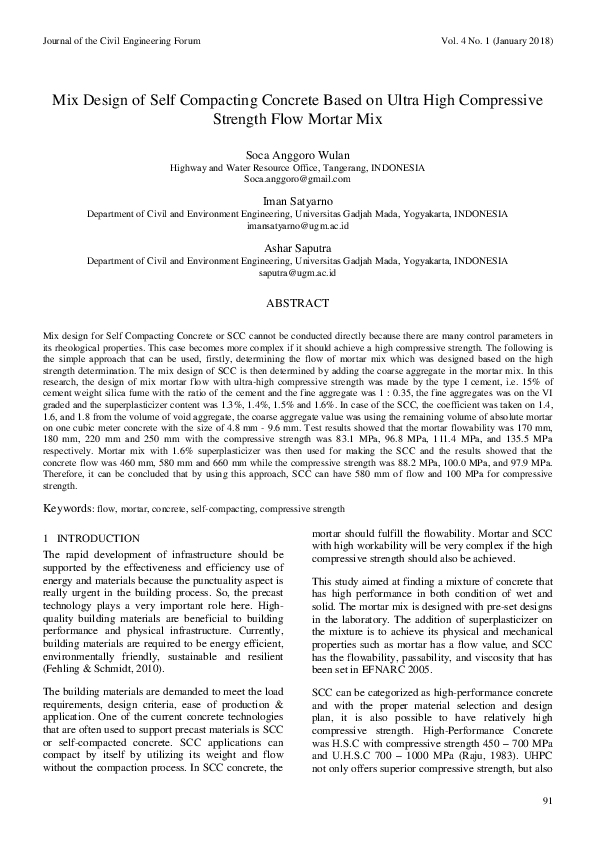 (PDF) Mix Design of Self Compacting Concrete Based on Ultra High