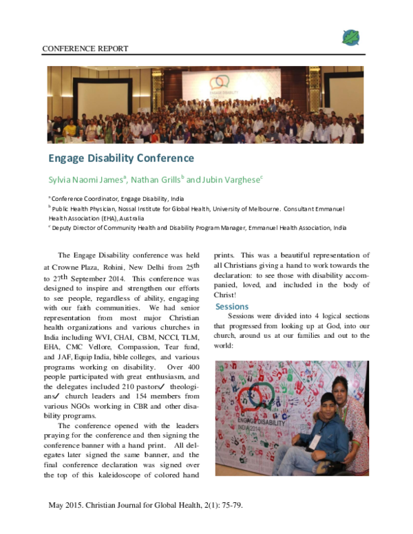(PDF) Engage Disability Conference Report