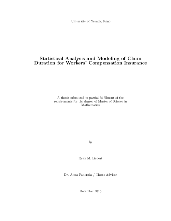  pdf statistical analysis and modeling of claim duration for workers