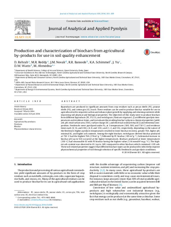 (PDF) Production and characterization of biochars from agricultural by ...