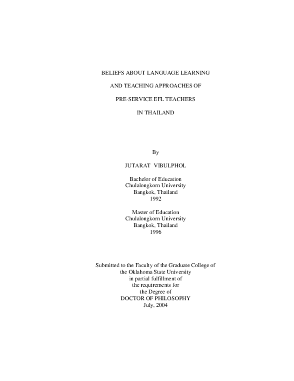 (PDF) Beliefs About Language Learning and Teaching Approaches of Pre ...