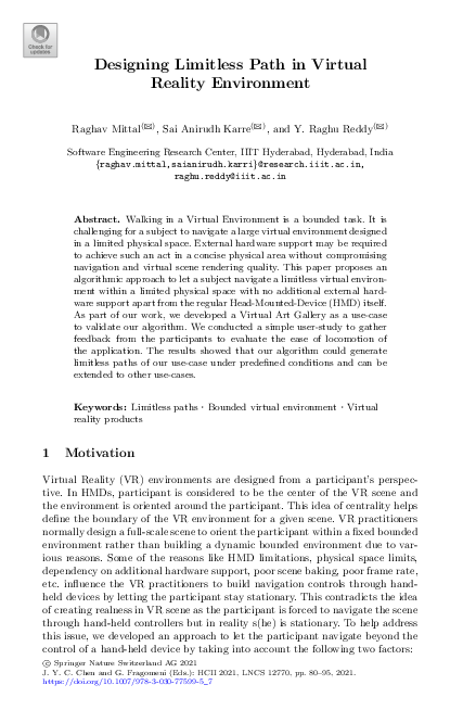 (PDF) Designing Limitless Path in Virtual Reality Environment