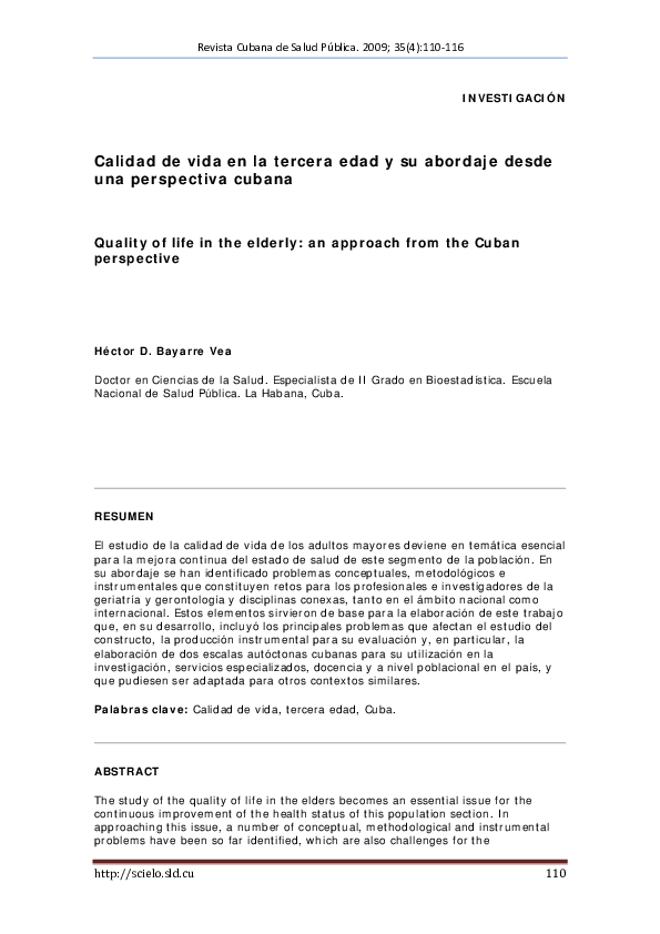 (PDF) Calidad de vida en la tercera edad y su abordaje desde una ...