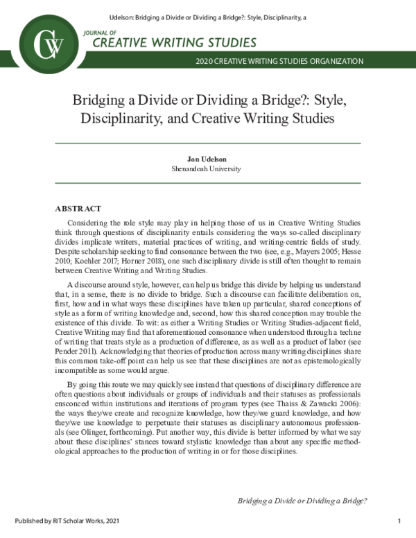 (PDF) Bridging a Divide or Dividing a Bridge?: Style, Disciplinarity ...